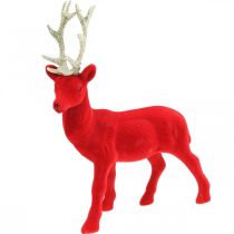 Dekoracyjny jeleń dekoracyjna figura dekoracyjna renifer flokowany czerwony wys.28cm