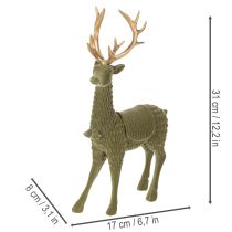 Produkt Dekoracyjna figura jelenia stojącego, zdobiona porożem, 31 cm