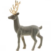 Produkt Figura dekoracyjna jeleń ozdobny renifer flokowany szary W37cm