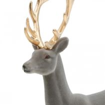 Produkt Figura dekoracyjna jeleń ozdobny renifer flokowany szary W37cm