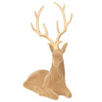 Produkt Dekoracyjna figurka leżącego jelenia z porożem, zdobienie flokowane, 58 cm