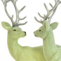 Deer Deco Renifer Zielony Szary Cielę Flokowane 20 cm Zestaw 2 szt