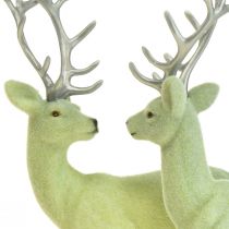 Deer Deco Renifer Zielony Szary Cielę Flokowane 20 cm Zestaw 2 szt