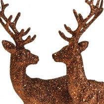 Dekoracyjna figurka jelenia, renifera, miedziana brokatowa figurka cielęca, wys. 20,5 cm, zestaw 2 sztuk