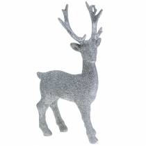 Produkt Figurka dekoracyjna jeleń srebrny brokat 25cm x 12cm
