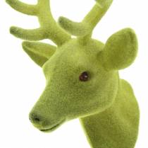 Produkt Ozdobna głowa jelenia flokowana zieleń mchu 10cm x 20cm 3szt