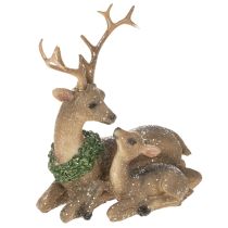 Produkt Figurka dekoracyjna rodziny jeleni ze śniegiem jako dekoracja zimowa, 17 cm