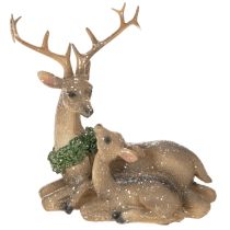 Produkt Figurka dekoracyjna rodziny jeleni ze śniegiem jako dekoracja zimowa, 17 cm