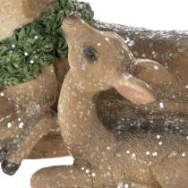 Produkt Figurka dekoracyjna rodziny jeleni ze śniegiem jako dekoracja zimowa, 17 cm