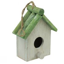 Produkt Wisząca dekoracja domek dla ptaków drewno zielony biały 14,5×7,5×17,5cm