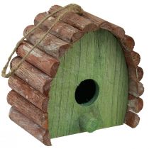 Produkt Wisząca dekoracja dla ptaków z okrągłym dachem, drewno, zielono-brązowy, 16,5×10×17cm