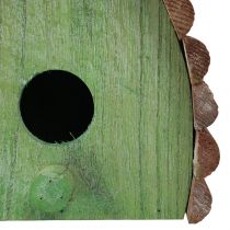 Produkt Wisząca dekoracja dla ptaków z okrągłym dachem, drewno, zielono-brązowy, 16,5×10×17cm