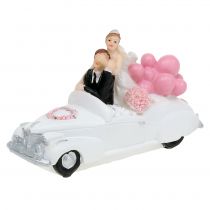 Figurka ślubna Para Młoda w samochodzie 16cm