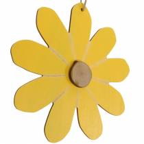 Drewniane kwiaty do powieszenia, wiosenna dekoracja, kwiaty z drewna żółto-białe, letnie kwiaty 8szt