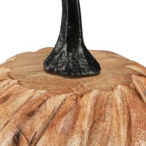 Produkt Drewniana dynia z metalowym uchwytem w kolorze naturalnym czarnym Ø12cm W13cm
