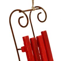 Produkt Sanie drewniane do zawieszenia czerwone 12cm x 4,5cm x 3,5cm 6 szt