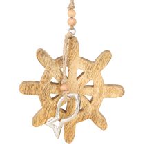 Produkt Drewniana ozdoba na kierownicę metalowa zawieszka ryba Ø12cm 3szt