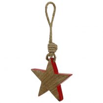 Produkt Gwiazda drewniana czerwona, naturalna 10cm do zawieszenia 1 szt