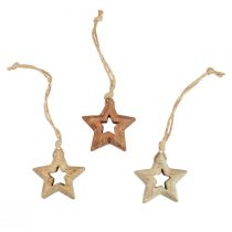 Produkt Drewniane zawieszki drewniane gwiazdki naturalne ozdoby choinkowe Ø4,5cm 8 sztuk