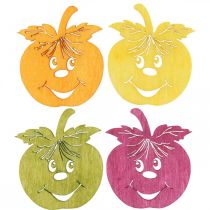 Dekoracja rozsypanka Śmiejące się jabłko, jesień, dekoracja stołu, drewniane jabłko Pomarańczowy, Żółty, Zielony, Różowy wys. 3,5cm szer. 4cm 72szt.