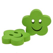 Produkt Kwiat drewniany z twarzą zielony 2,5cm 48 szt
