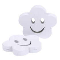 Produkt Drewniany kwiatek z twarzą biały 2,5cm 48 szt