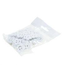 Produkt Drewniany kwiatek z twarzą biały 2,5cm 48 szt