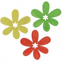 Produkt Kwiaty drewniane rozproszone dekoracje kwiaty drewniane żółte/pomarańczowe/zielone Ø4cm 72 szt