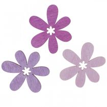 Produkt Kwiaty drewniane rozproszone dekoracje kwiaty drewniane fioletowe/fioletowe/różowe Ø4cm 72 szt