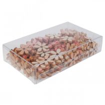 Produkt Drewniane kwiaty rozproszone dekoracje kwiaty drewniane pomarańczowe/różowe/białe 2cm 144 szt
