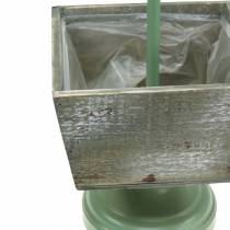 Produkt Doniczka z nóżką wiatrowskaz drewno naturalne/zielone 26x20cm wys.68cm