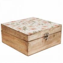 Drewniane pudełko z wieczkiem Pudełko na biżuterię Drewniane pudełko 20×20×9,5cm