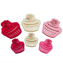Produkt Drewniane babeczki dekoracja stołu pastelowe kolory muffinki dekoracja urodzinowa 24 szt