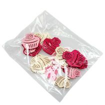 Produkt Drewniane babeczki dekoracja stołu pastelowe kolory muffinki dekoracja urodzinowa 24 szt
