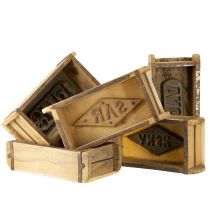 Produkt Drewniana dekoracja w kształcie cegły vintage, brązowa, rdzawa 31×14,5cm wys. 9cm