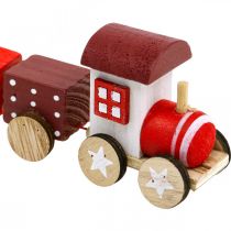 Produkt Drewniana Kolejka Dekoracja Świąteczna Pociąg Czerwony Dł. 20cm Wys. 6cm 2 szt