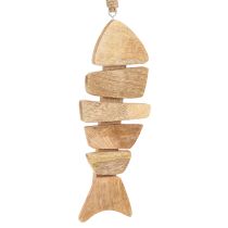 Produkt Drewniana rybka do zawieszenia z juty morskiej naturalnej o wymiarach 27cmx2cmx10cm