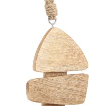 Produkt Drewniana rybka do zawieszenia z juty morskiej naturalnej o wymiarach 27cmx2cmx10cm