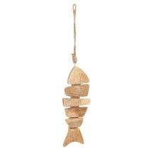 Produkt Drewniana rybka do zawieszenia z juty morskiej naturalnej o wymiarach 27cmx2cmx10cm