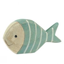 Produkt Drewniana ryba ozdobna do stojaka w kolorze jasnoniebieskim naturalnym 18×10cm