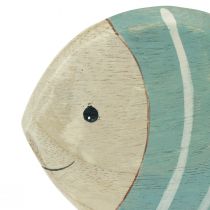 Produkt Drewniana ryba ozdobna do stojaka w kolorze jasnoniebieskim naturalnym 18×10cm