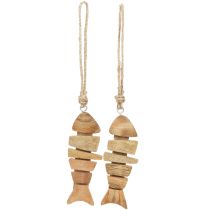 Produkt Drewniany wieszak dekoracyjny rybki marynistyczny w kolorze naturalnym 16x2x5cm 2szt
