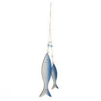 Produkt Drewniane dekoracyjne wieszaki na ryby rybki niebiesko-białe 11,5/20 cm, zestaw 2 szt