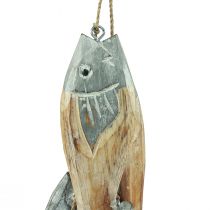 Produkt Drewniany wieszak na ryby srebrnoszary z 5 drewnianymi rybami 15cm