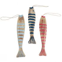 Produkt Drewniana rybka do zawieszenia dekoracji rybnej drewniana 29cm kolorowa 3 sztuki