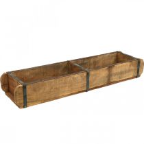 Produkt Drewniana donica z metalowymi okuciami, kształt podwójnej cegły, donica vintage L57cm