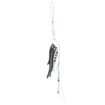 Produkt Drewniane wiszące ozdoby w kształcie ryb, niebieskie, 36 cm, 4 sztuki