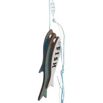 Produkt Drewniane wiszące ozdoby w kształcie ryb, niebieskie, 36 cm, 4 sztuki