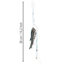 Produkt Drewniane wiszące ozdoby w kształcie ryb, niebieskie, 36 cm, 4 sztuki