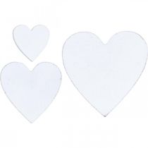 Drewniana dekoracja serca rozproszone serca ślubne białe 3/5/7cm 50p